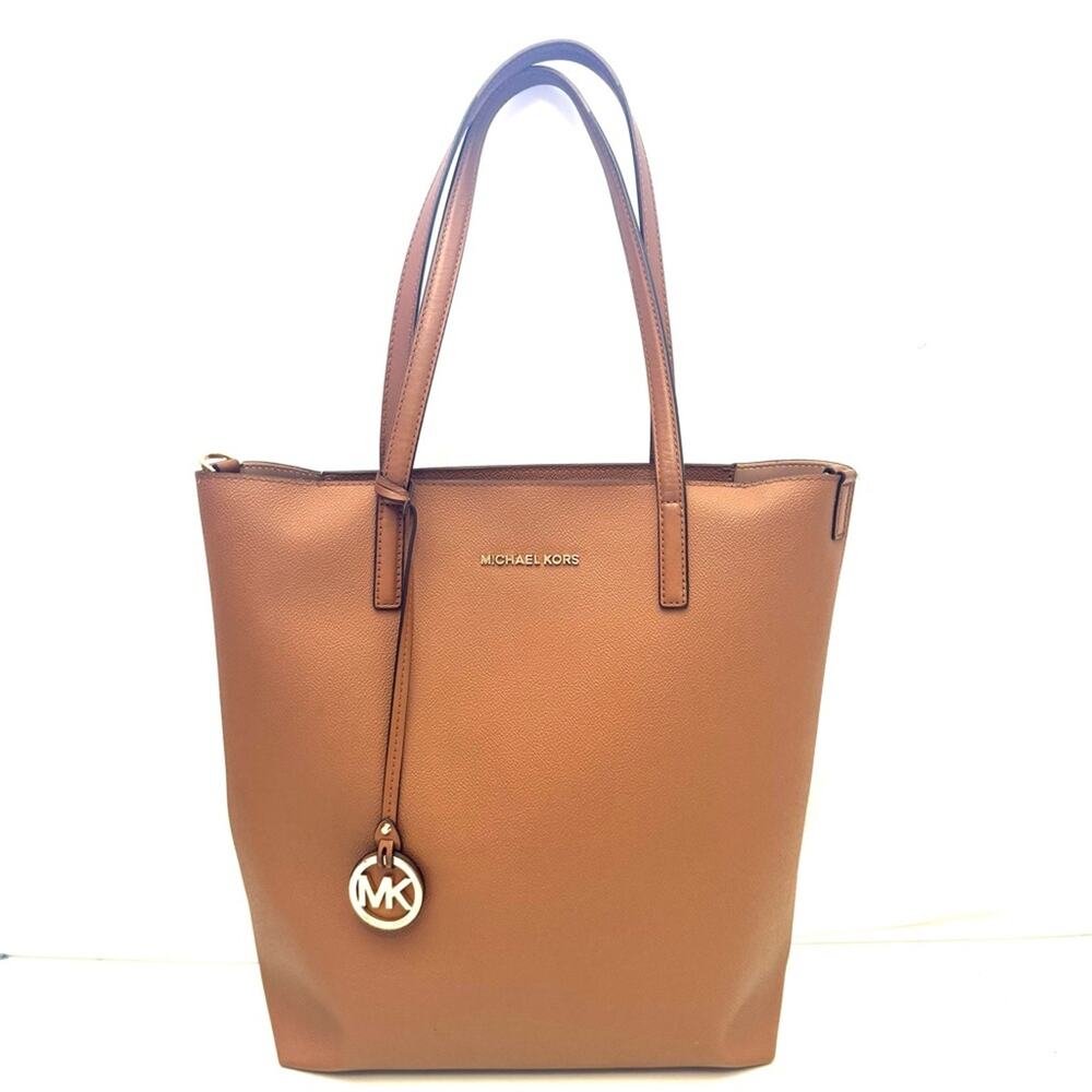 Michael Kors Camel Tan Saffiano Leather Haley Large Tote Bag Purse